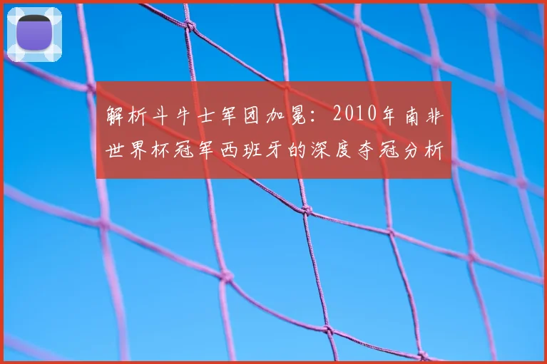 解析斗牛士军团加冕：2010年南非世界杯冠军西班牙的深度夺冠分析